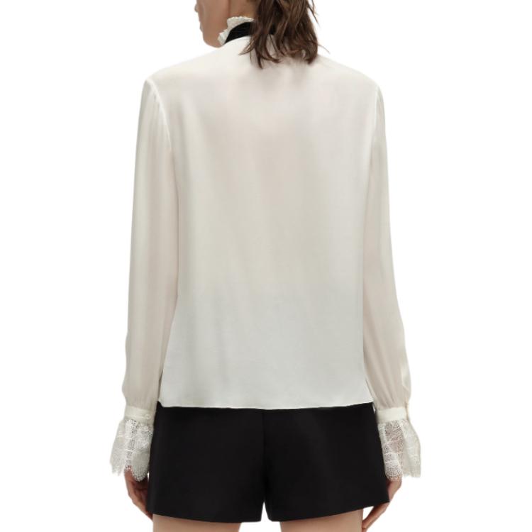 Purchase (Women) Karl Lagerfeld  White Ruffle Collar Slim Fit Long Sleeve Shirt 241L1605