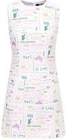 (Women) KARL LAGERFELD White Sleeveless Cartoon Print Mini Dress Luxury Style E42W1379 (Women) KARL LAGERFELD White Sleeveless Cartoon Print Mini Dress Luxury Style E42W1379