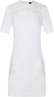 (Women) KARL LAGERFELD White Slim-Fit Hollow Pattern Short-Sleeve Dress 231L1393 (Women) KARL LAGERFELD White Slim-Fit Hollow Pattern Short-Sleeve Dress 231L1393