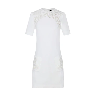 (Women) KARL LAGERFELD White Slim-Fit Hollow Pattern Short-Sleeve Dress 231L1393