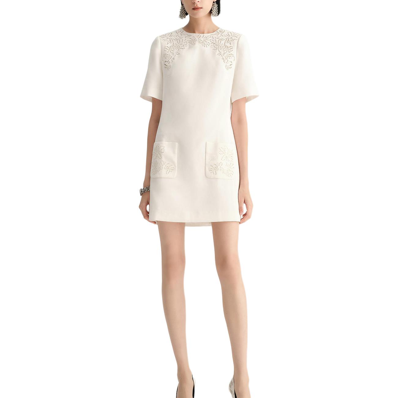 Lookbook (W) KARL LAGERFELD Putih Slim-Fit Pola Hollow Kaos Lengan Pendek 231L1393