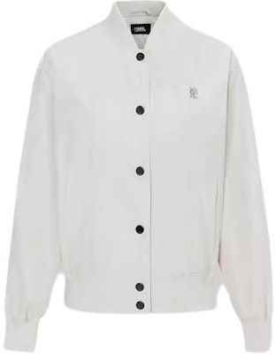 (W) 卡尔·拉格斐 白色修身印花徽标长袖夹克。 22UW1501 Buy (W) 卡尔·拉格斐 白色修身印花徽标长袖夹克。 22UW1501