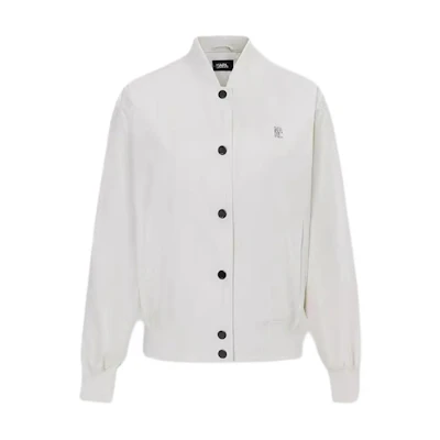 (Women) KARL LAGERFELD White Slim Fit Logo Printed Long Sleeve Jacket. 22UW1501