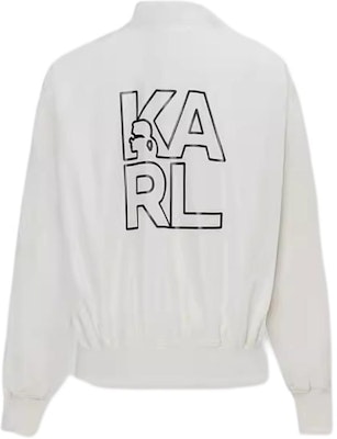(W) 卡尔·拉格斐 白色修身印花徽标长袖夹克。 22UW1501 Lookbook (W) 卡尔·拉格斐 白色修身印花徽标长袖夹克。 22UW1501
