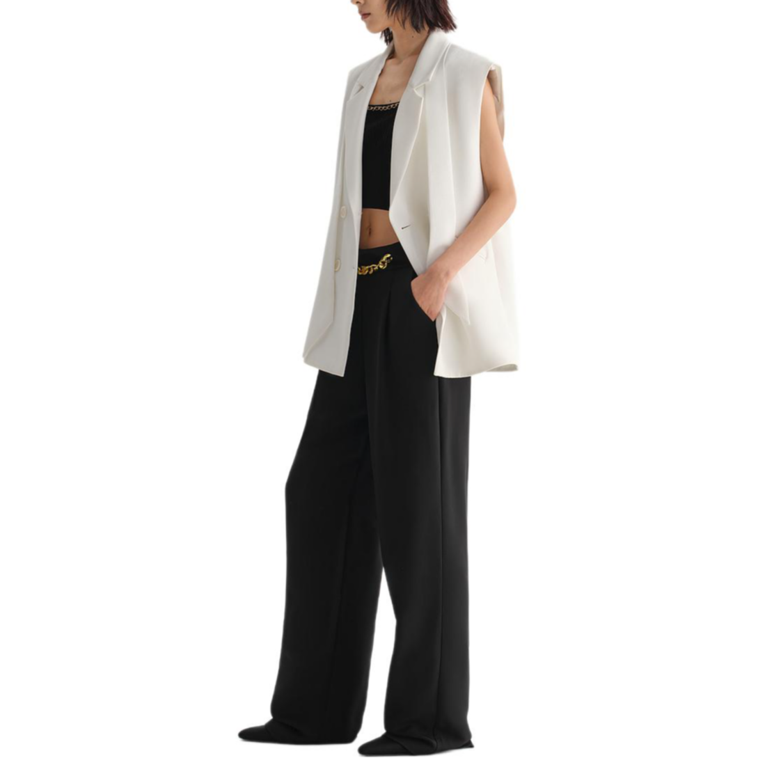 Purchase (Women) KARL LAGERFELD  White Solid V-Neck Straight Suit Vest 231L1542