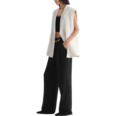 (Women) KARL LAGERFELD White Solid V-Neck Straight Suit Vest 231L1542 Purchase (Women) KARL LAGERFELD White Solid V-Neck Straight Suit Vest 231L1542