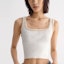 Shop (Women) Karl Lagerfeld White Square Neck Pullover Tank with Metal Chain Detail 231L2057