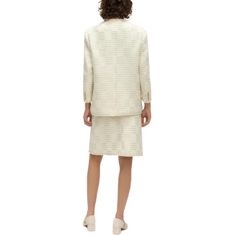 Purchase (W) KARL LAGERFELD 白色粗花呢中長款外套 日常戶外適用 E41W1510