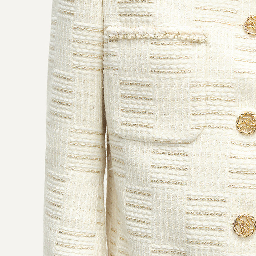 Sizing (W) KARL LAGERFELD 白色粗花呢中長款外套 日常戶外適用 E41W1510