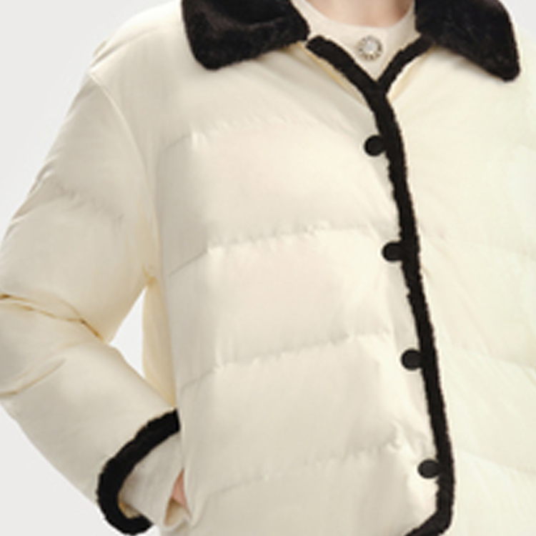 (Women) KARL LAGERFELD  White Tweed Panel Single-Breasted Down Jacket. 236L1578 圖 7