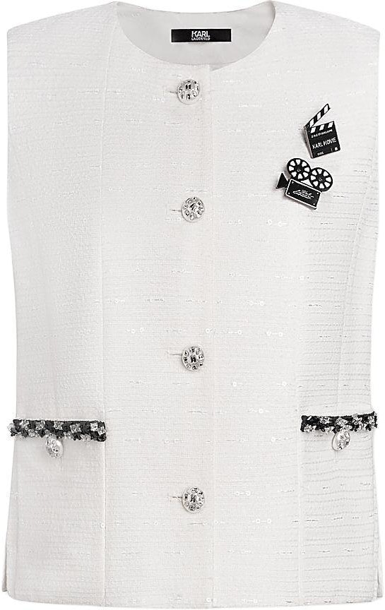 women-karl-lagerfeld-white-tweed-round-neck-vest-casual-and-chic-style-241-l1420