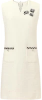 (Women) KARL LAGERFELD White Tweed V-Neck Sleeveless Casual Dress. 241L1318 (Women) KARL LAGERFELD White Tweed V-Neck Sleeveless Casual Dress. 241L1318