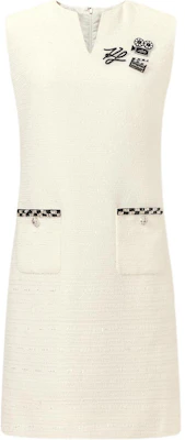 (W) KARL LAGERFELD Gaun Kasual Tanpa Lengan Tweed Putih V-Neck. 241L1318 Buy (W) KARL LAGERFELD Gaun Kasual Tanpa Lengan Tweed Putih V-Neck. 241L1318