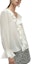 Details for (Women) KARL LAGERFELD White V-Neck Ruffle Long Sleeve Shirt for Work & Business. 241L1607