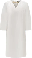 (Women) KARL LAGERFELD White V-Neck Short Five-Sleeve Midi Dress 231L1305 (Women) KARL LAGERFELD White V-Neck Short Five-Sleeve Midi Dress 231L1305