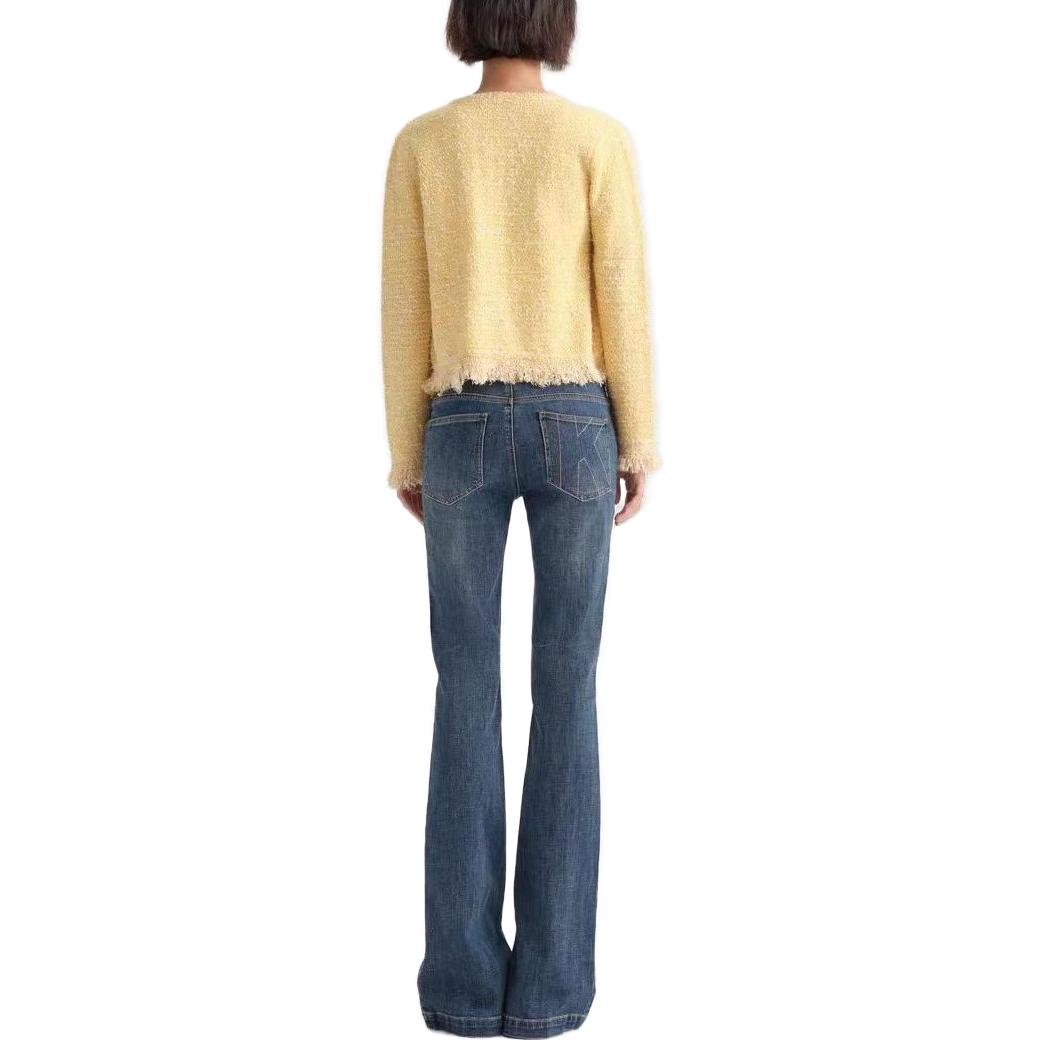 Shop (Women) KARL LAGERFELD  Yellow Button-Up Knit Cardigan Long Sleeve. 233L2090728