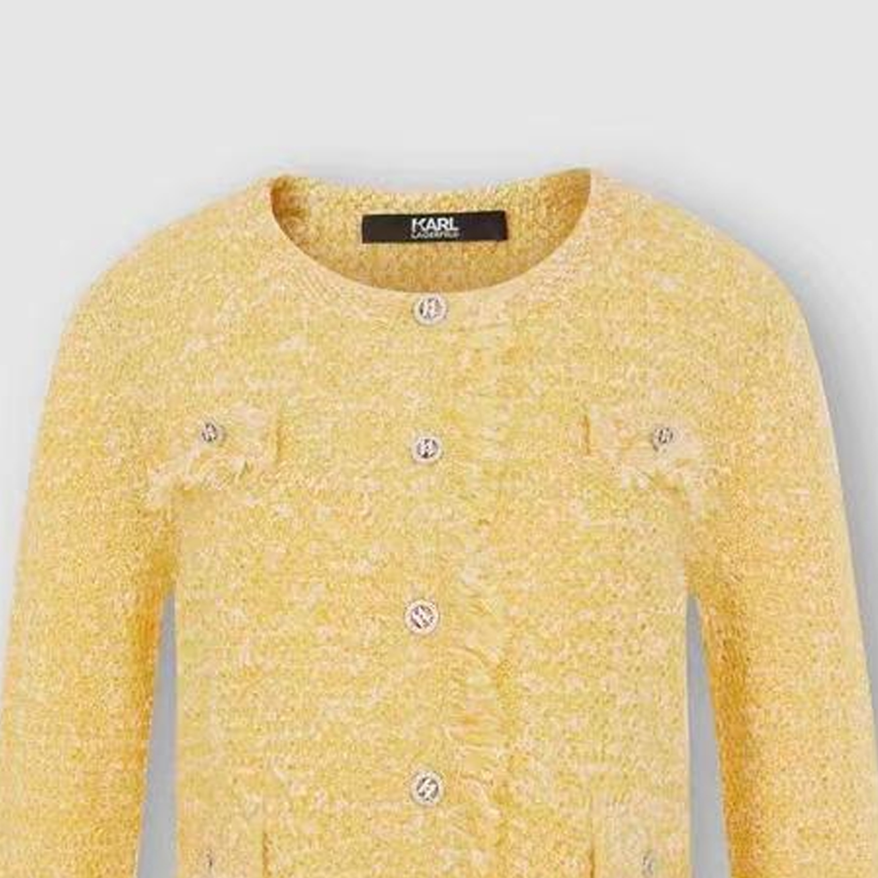 Details for (Women) KARL LAGERFELD  Yellow Button-Up Knit Cardigan Long Sleeve. 233L2090728