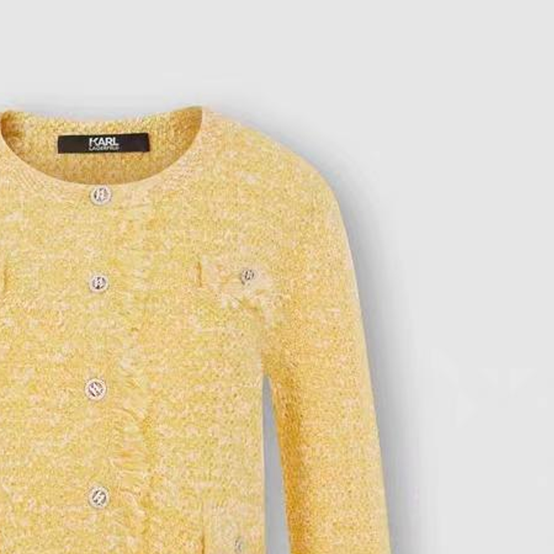 Sizing (Women) KARL LAGERFELD  Yellow Button-Up Knit Cardigan Long Sleeve. 233L2090728