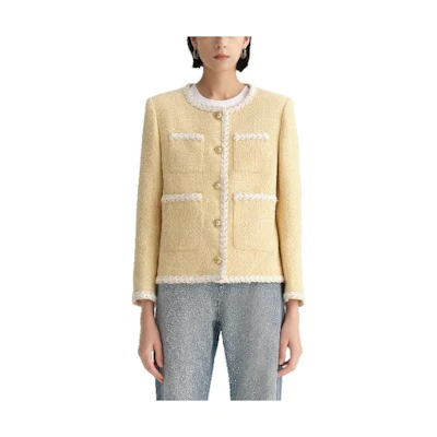 (Women) KARL LAGERFELD Yellow Casual Lightweight Jacket for Daily & Outdoor Wear. E36W1522