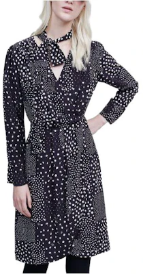 (W) KARL LAGERFELD Gaun Hitam Wanita Lengan Panjang V-Neck Cetakan Penuh Midi 220W1301 Order (W) KARL LAGERFELD Gaun Hitam Wanita Lengan Panjang V-Neck Cetakan Penuh Midi 220W1301