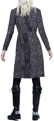 (W) KARL LAGERFELD Gaun Hitam Wanita Lengan Panjang V-Neck Cetakan Penuh Midi 220W1301 Shop (W) KARL LAGERFELD Gaun Hitam Wanita Lengan Panjang V-Neck Cetakan Penuh Midi 220W1301