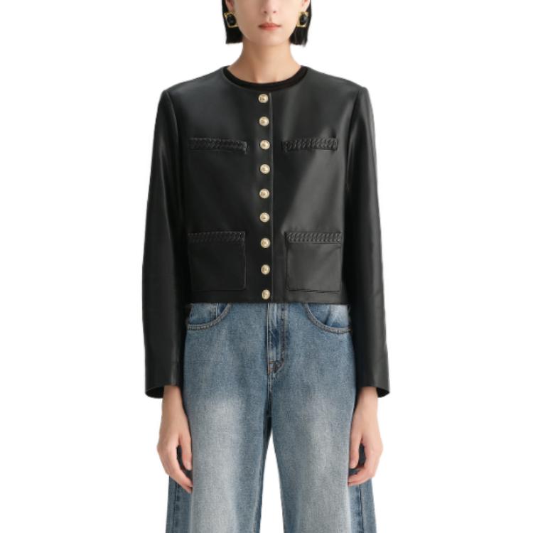 Lookbook (W) 卡尔拉格斐黑色休闲圆领单排扣外套 E36W1901