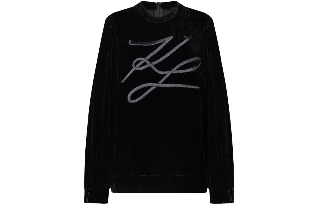 (Women) Karl Lagerfeld Black Crewneck Sweatshirt with Logo Design 216L1743999
