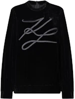 (Women) Karl Lagerfeld Black Crewneck Sweatshirt with Logo Design 216L1743999 (Women) Karl Lagerfeld Black Crewneck Sweatshirt with Logo Design 216L1743999