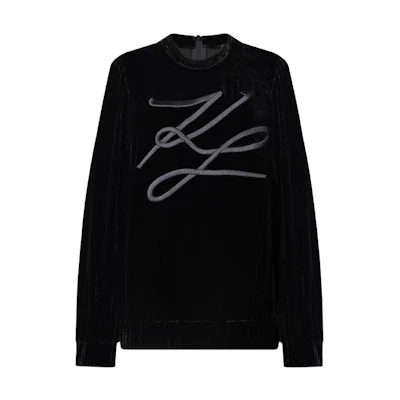 (Women) Karl Lagerfeld Black Crewneck Sweatshirt with Logo Design 216L1743999
