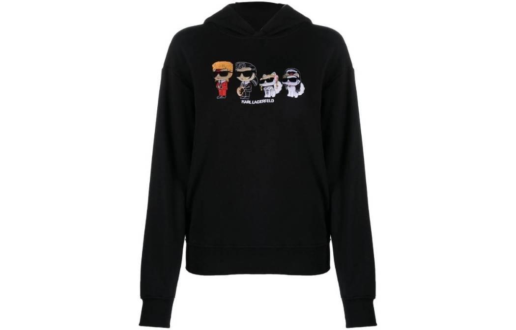 Order (W) 卡尔拉格斐黑色卡通印花圆领卫衣 230W1882999