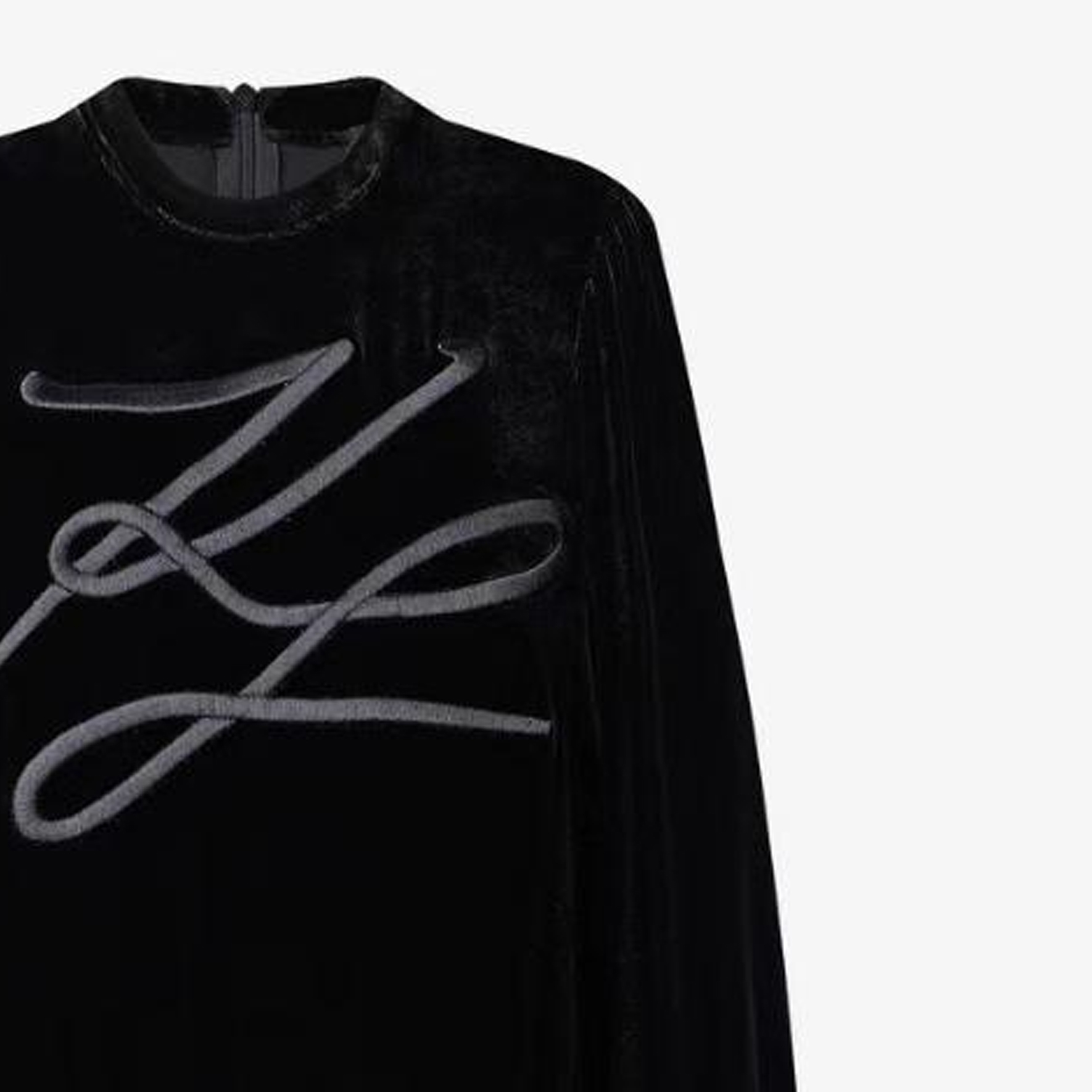 Details for (W) 卡尔拉格斐黑色圆领标志设计卫衣 216L1743999