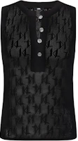 (Women) Karl Lagerfeld Black Lace Round-Neck Knit Tank Top Casual Chic. E42W2050 (Women) Karl Lagerfeld Black Lace Round-Neck Knit Tank Top Casual Chic. E42W2050