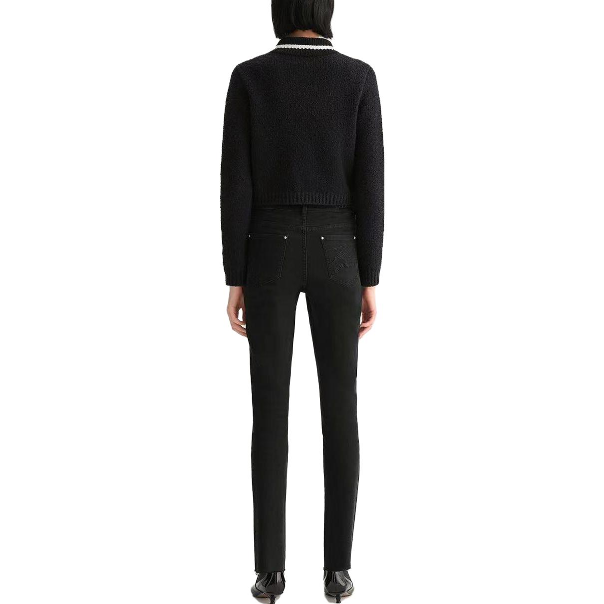 Shop (W) 卡尔拉格斐黑色长袖拼接领夹克 E36W2015999