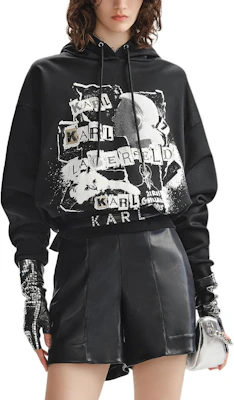 (W) 卡尔拉格斐黑色宽松连帽衫Logo印花 236L1808 Lookbook (W) 卡尔拉格斐黑色宽松连帽衫Logo印花 236L1808