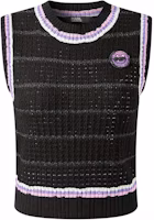 (Women) Karl Lagerfeld Black Striped Letter Print Knit Vest - Casual Luxury. 241L1592 (Women) Karl Lagerfeld Black Striped Letter Print Knit Vest - Casual Luxury. 241L1592