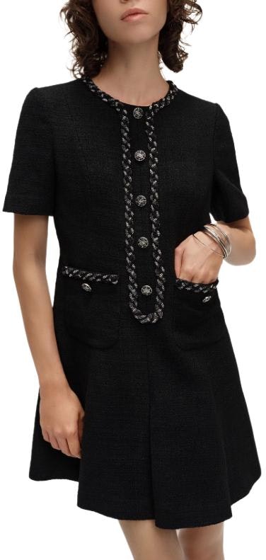 women-karl-lagerfeld-black-tweed-slim-fit-midi-dress-short-sleeve-fashion-e41-w1344