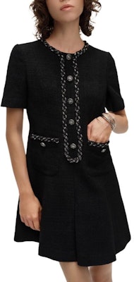(Women) Karl Lagerfeld Black Tweed Slim-Fit Midi Dress Short Sleeve Fashion E41W1344 Order (Women) Karl Lagerfeld Black Tweed Slim-Fit Midi Dress Short Sleeve Fashion E41W1344