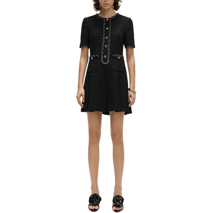 Shop (Women) Karl Lagerfeld Black Tweed Slim-Fit Midi Dress Short Sleeve  Fashion E41W1344