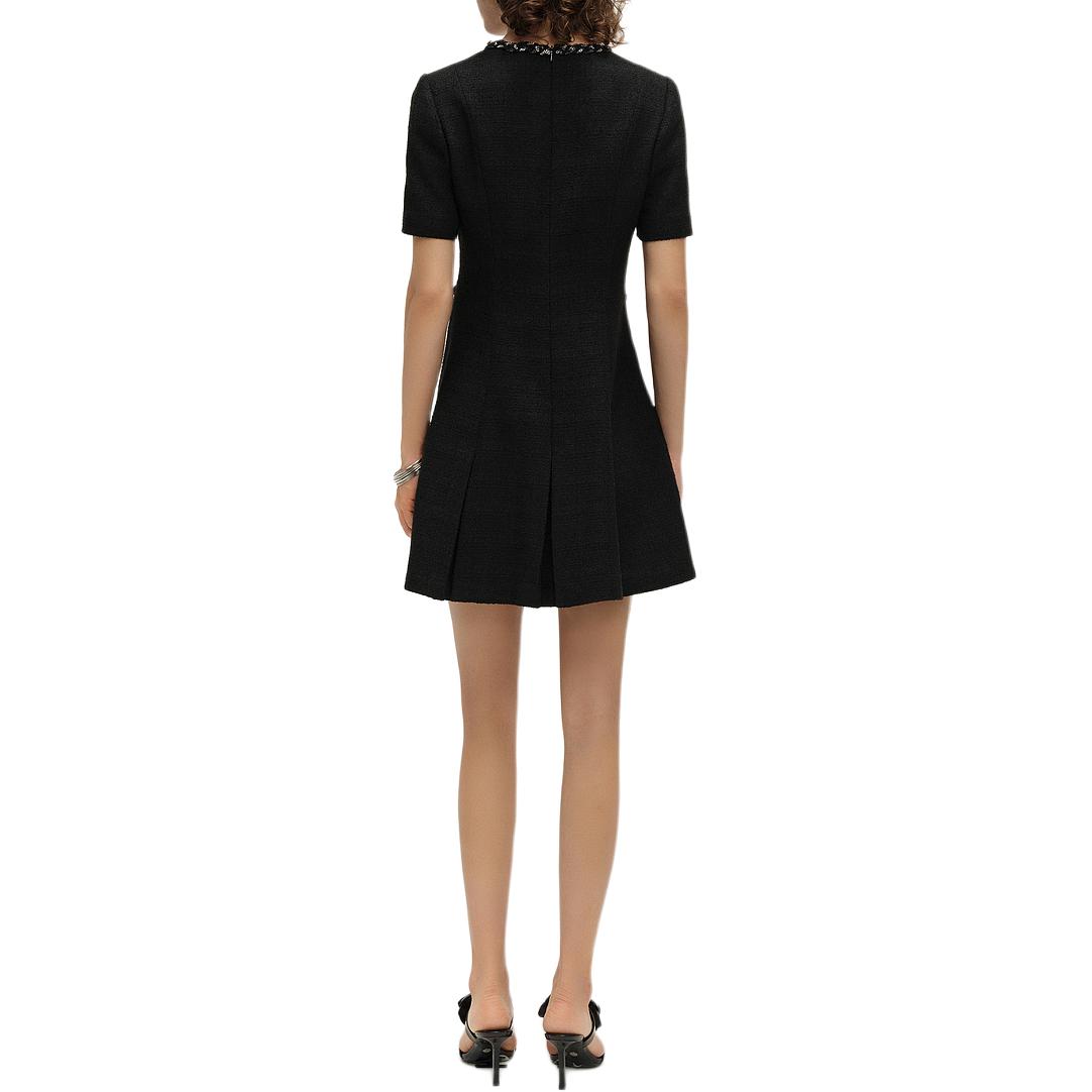 Purchase (Women) Karl Lagerfeld Black Tweed Slim-Fit Midi Dress Short Sleeve  Fashion E41W1344