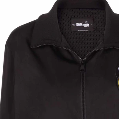 (W) 卡尔拉格斐黑色拉链微笑印花休闲夹克 221W1480999 Shop (W) 卡尔拉格斐黑色拉链微笑印花休闲夹克 221W1480999