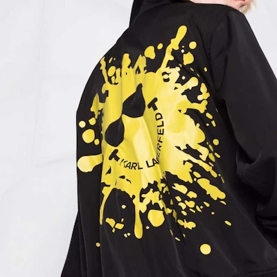 (W) 卡尔拉格斐黑色拉链微笑印花休闲夹克 221W1480999 Purchase (W) 卡尔拉格斐黑色拉链微笑印花休闲夹克 221W1480999