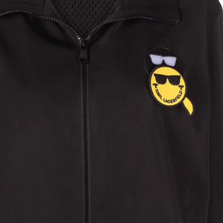 Details for (W) 卡尔拉格斐黑色拉链微笑印花休闲夹克 221W1480999