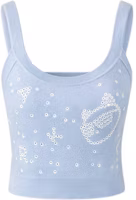 (Women) Karl Lagerfeld Blue Sleeveless Crop Top - Casual & Luxury Style. 241L1593-BLUE (Women) Karl Lagerfeld Blue Sleeveless Crop Top - Casual & Luxury Style. 241L1593-BLUE