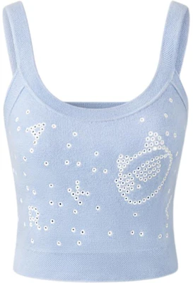 (Women) Karl Lagerfeld Blue Sleeveless Crop Top - Casual & Luxury Style. 241L1593-BLUE Buy (Women) Karl Lagerfeld Blue Sleeveless Crop Top - Casual & Luxury Style. 241L1593-BLUE