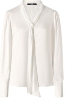 (Women) Karl Lagerfeld Chain Pattern V-Neck Tie Long Sleeve Shirt Women White 236L1655 (Women) Karl Lagerfeld Chain Pattern V-Neck Tie Long Sleeve Shirt Women White 236L1655