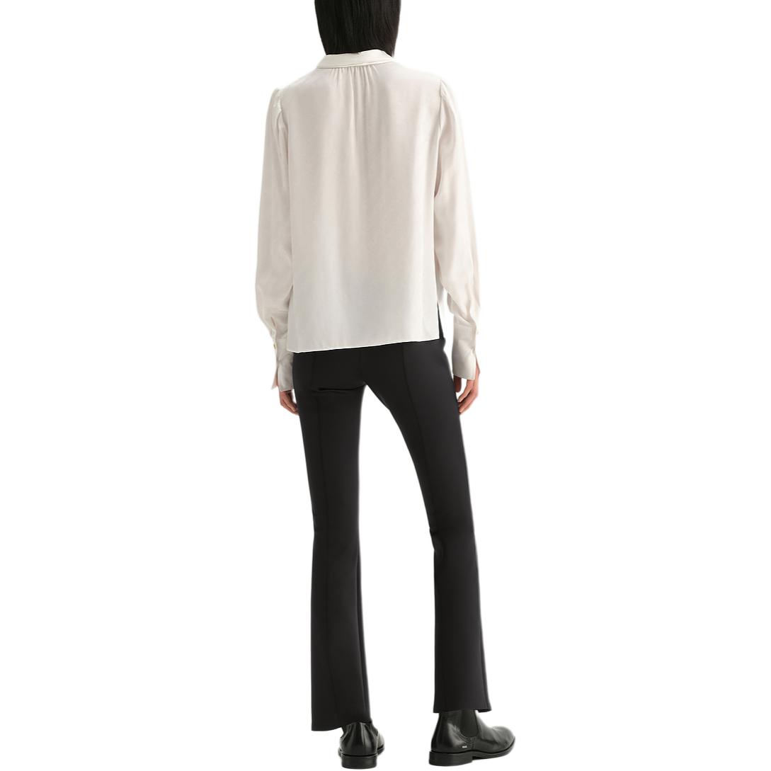 Shop (Women) Karl Lagerfeld Chain Pattern V-Neck Tie Long Sleeve Shirt Women White 236L1655