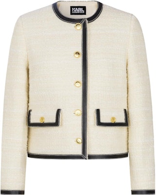 (Women) KARL LAGERFELD Color Block Chanel-Style Button Jacket Women White E36W1497 Buy (Women) KARL LAGERFELD Color Block Chanel-Style Button Jacket Women White E36W1497