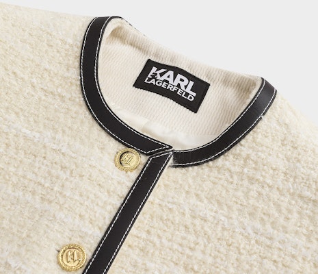 (Women) KARL LAGERFELD Color Block Chanel-Style Button Jacket Women White E36W1497 Sizing (Women) KARL LAGERFELD Color Block Chanel-Style Button Jacket Women White E36W1497