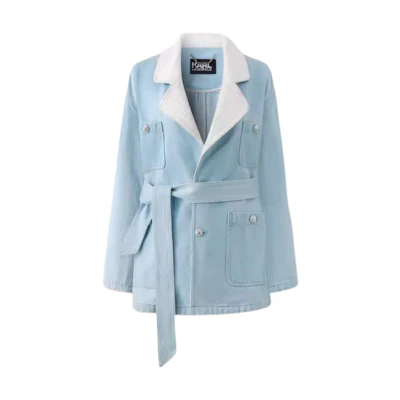 (Women) Karl Lagerfeld Colorblock Casual Streetwear Long Sleeve Jacket Blue 241L1446
