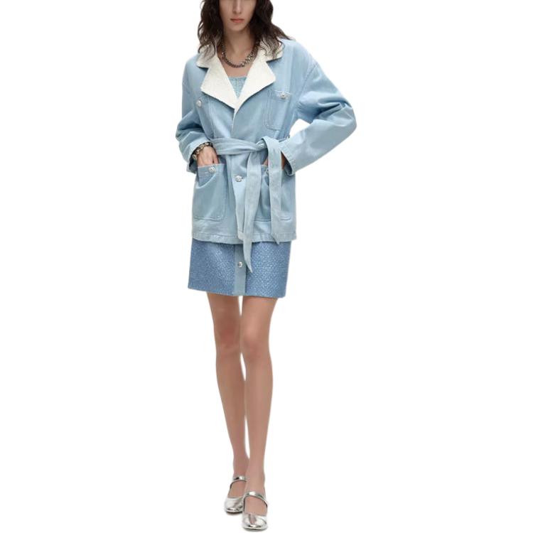 Lookbook (W) 卡尔拉格斐拼色休闲街头风长袖夹克蓝色 241L1446